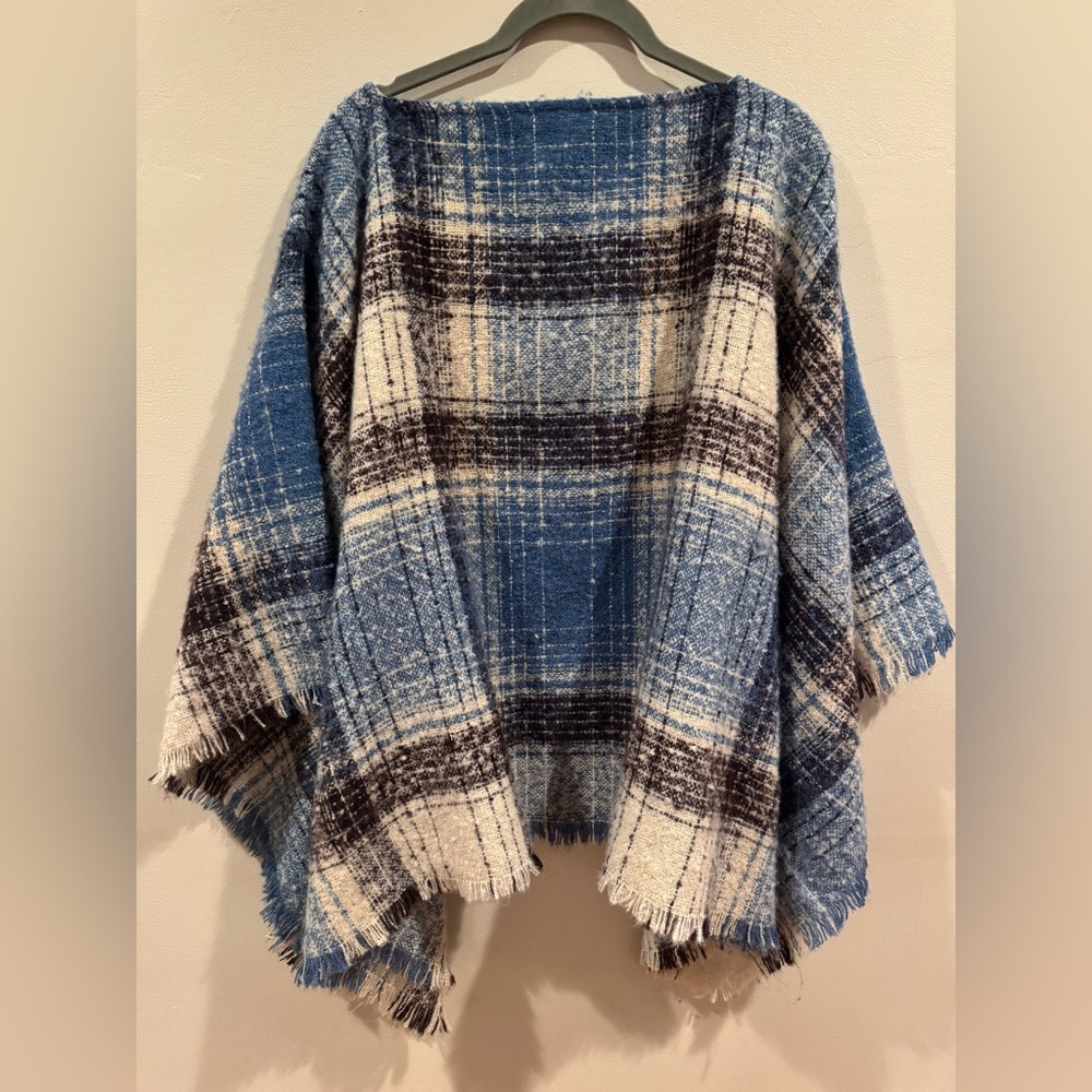 J. Jill Blue and Cream Textured Poncho